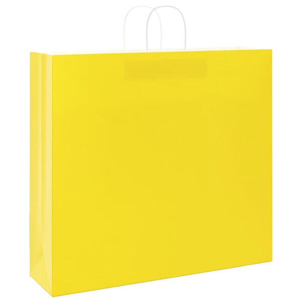 vidaXL Sacos de papel 50 unid com al&ccedil;as amarelo 54x15x49 cm