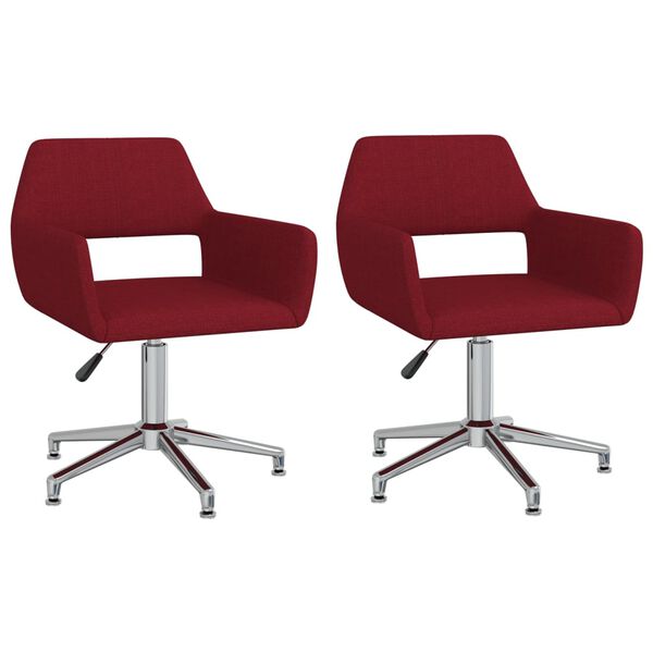 vidaXL Cadeiras de jantar girat&oacute;rias 2 pcs tecido vermelho tinto