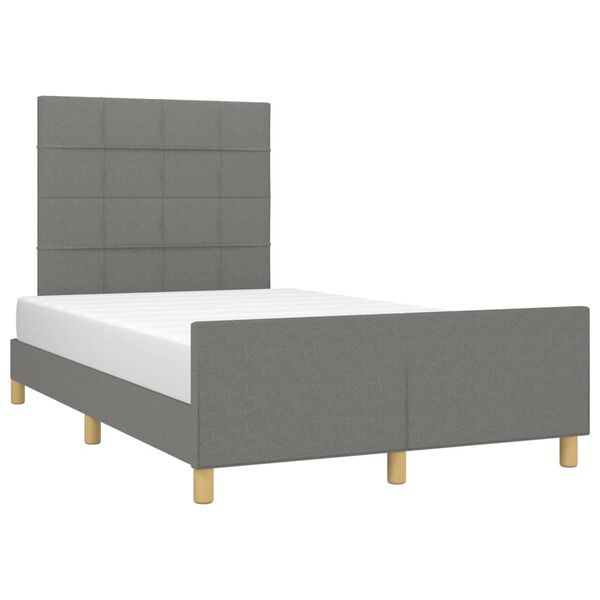 vidaXL Estrutura de cama sem colch&atilde;o 120x200 cm tecido cinzento-escuro