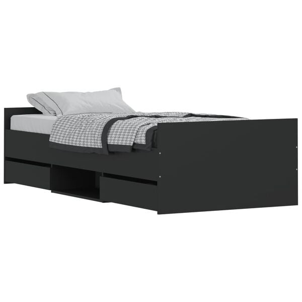 vidaXL Estrutura de cama c/ painéis cabeceira e pés 100x200 cm preto