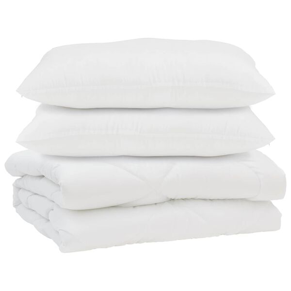 vidaXL Edred&atilde;o com travesseiro 3 pcs Branco Microfibra