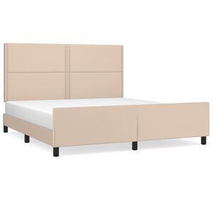 vidaXL Estrutura cama cabeceira 180x200 cm couro artificial cappuccino