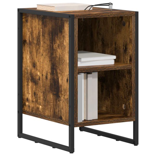 vidaXL Mesa-de-cabeceira Carvalho Fum&ecirc; 39.5 x 30 x 50 cm