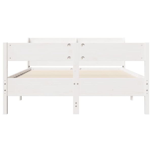 vidaXL Cama sem colch&atilde;o 135x190 cm madeira de pinho maci&ccedil;a branco