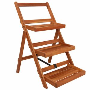 vidaXL Suporte plantas 3 prateleiras 50x63x80 cm madeira ac&aacute;cia maci&ccedil;a