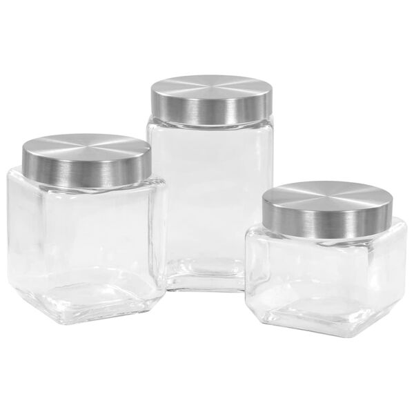 vidaXL Frascos de vidro com tampa prateada 6 pcs 800/1200/1700 ml