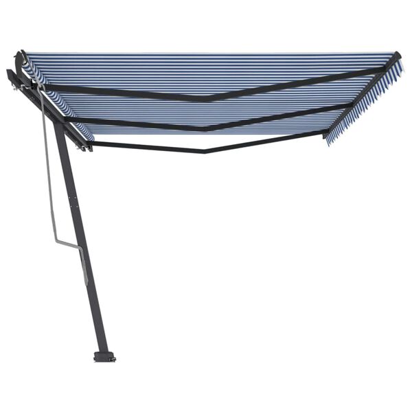 vidaXL Toldo retrátil manual independente 600x300 cm azul e branco