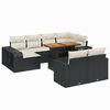 vidaXL 11 pcs conjunto sof&aacute;s de jardim c/ almofad&otilde;es vime PE preto