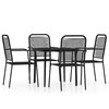 vidaXL 5 pcs Conjunto de jantar para jardim preto