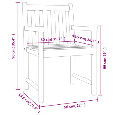 vidaXL Cadeiras de jardim 4 pcs 56x55,5x90 cm madeira de acácia maciça
