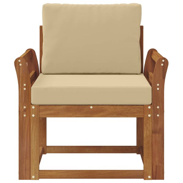 vidaXL Sof&aacute; exterior Madeira de Ac&aacute;cia maci&ccedil;a e Poli&eacute;ster Natural