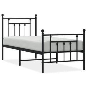 vidaXL Estrutura de cama com cabeceira e p&eacute;s 75x190 cm metal preto