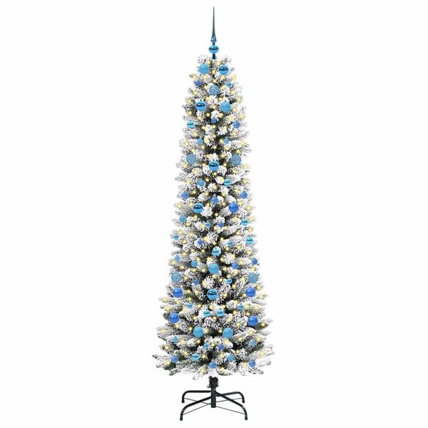 vidaXL &Aacute;rvore de Natal Artificial Branco 210 cm PVC, Metal e Pl&aacute;stico