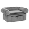 vidaXL Sof&aacute; para c&atilde;es com gaveta 75x50x38 cm pel&uacute;cia cinzento
