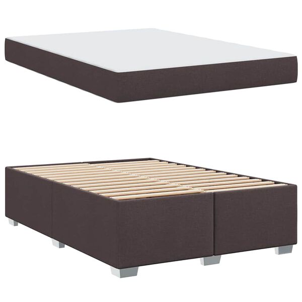 vidaXL Estrutura da Cama com colch&atilde;o Marrom Escuro 140 x 200 cm tecido
