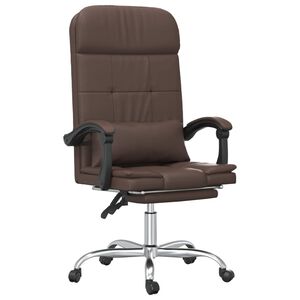 vidaXL Cadeira escrit&oacute;rio massagens reclin&aacute;vel couro artif. castanho