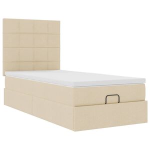 vidaXL Cama otomana com colch&atilde;o 100x200 cm tecido creme