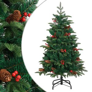 vidaXL &Aacute;rvore de Natal artificial articulada c/ pinhas e bagas 150 cm