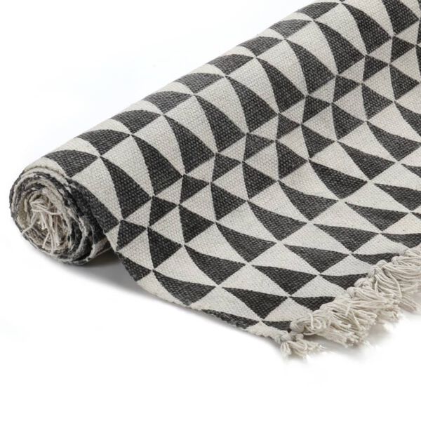 vidaXL Tapete Kilim em algodão 120x180 cm com padrão preto/branco