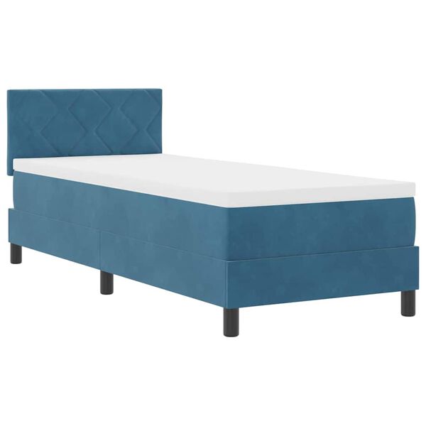 vidaXL Cama Box Spring LED com colch&atilde;o Azul Escuro 80 x 200 cm Veludo