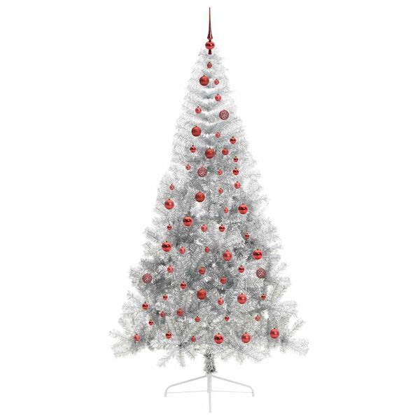 vidaXL &Aacute;rvore de Natal Artificial Pr&eacute;-iluminada Prateado 210 cm PET