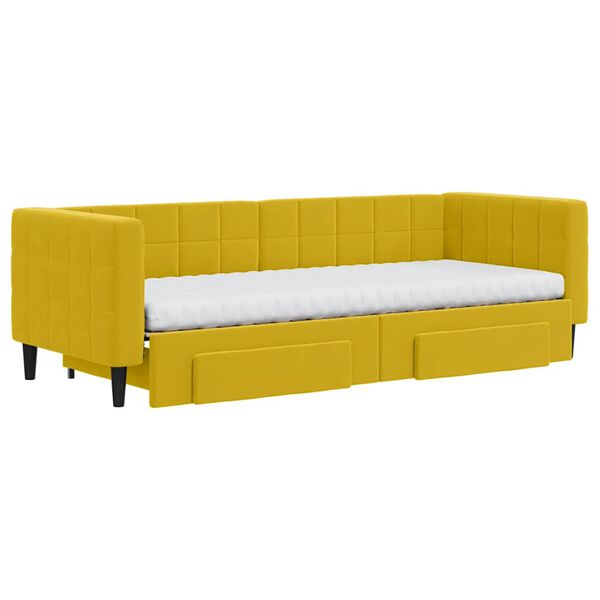 vidaXL Sof&aacute;-cama com gavet&atilde;o e gavetas 80x200 cm veludo amarelo