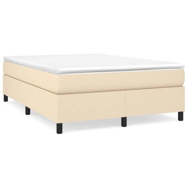vidaXL Cama com molas/colch&atilde;o 140x200 cm tecido cor creme