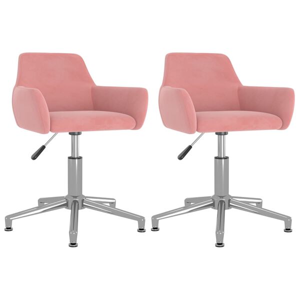 vidaXL Cadeiras de jantar girat&oacute;rias 2 pcs veludo rosa