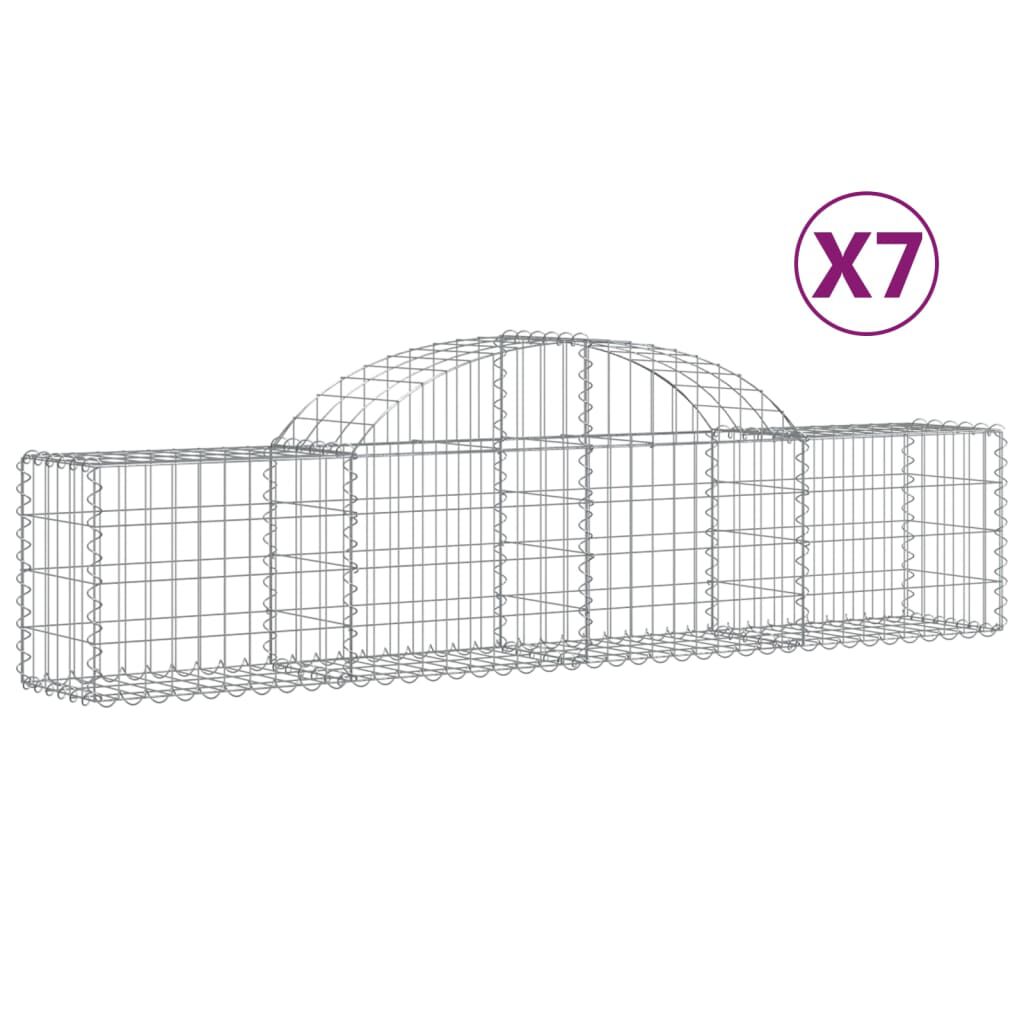 vidaXL Cestos gabião arqueados 7 pcs 200x30x40/60 cm ferro galvanizado