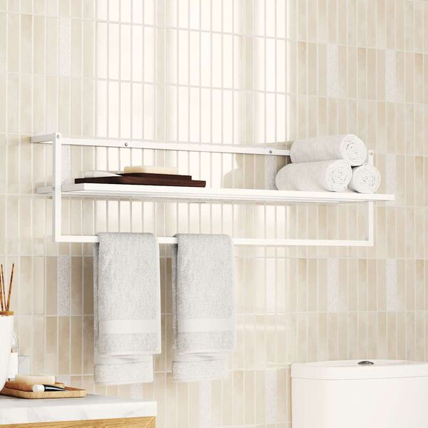 vidaXL Toalheiro 95x25x22 cm ferro branco