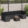 vidaXL Conjunto de Sof&aacute; de Jardim com almofada 8 pcs Preto vime PE