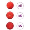 vidaXL Conjunto de Bolas de Natal XL 15 pcs Vermelho Pl&aacute;stico