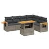 vidaXL 7 pcs conjunto sof&aacute;s p/ jardim c/ almofad&otilde;es vime PE cinzento