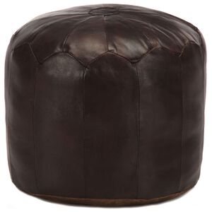vidaXL Pufe 40x35 cm couro de cabra genu&iacute;no castanho-escuro