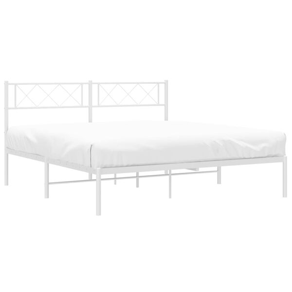 vidaXL Estrutura de cama com cabeceira 120x200 cm metal branco