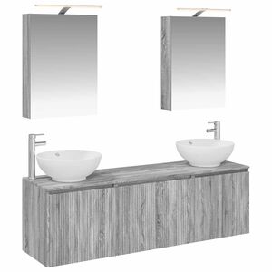 vidaXL Conjunto de Arm&aacute;rios para Banheiro 5 unid. Sonoma cinzento