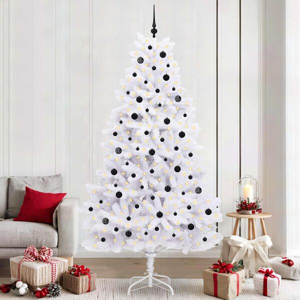 vidaXL &Aacute;rvore de Natal Articulada Artificial Branco 240 cm PVC e A&ccedil;o