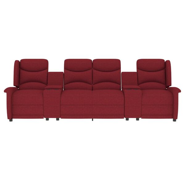 vidaXL Poltrona massagem 4 lug. reclin. c/ suporte copo vermelho-tinto