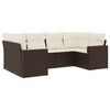 vidaXL 6 pcs conjunto de sof&aacute;s jardim c/ almofad&otilde;es vime PE castanho