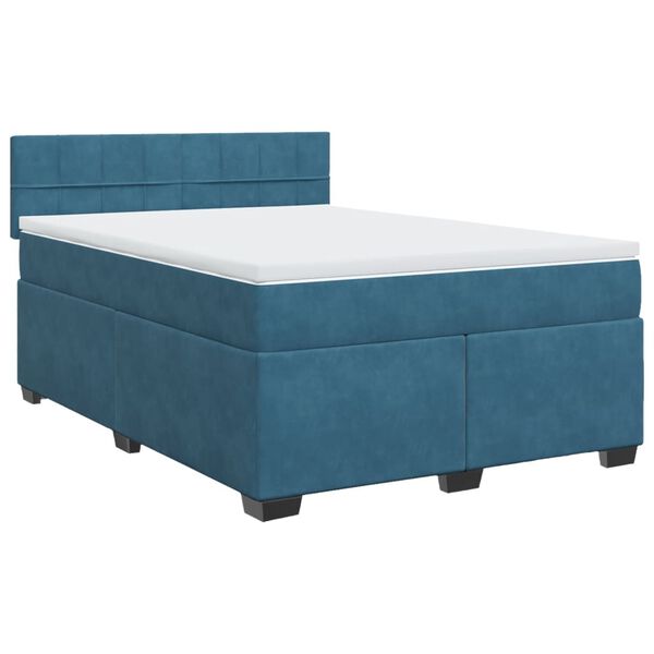 vidaXL Cama boxspring com colch&atilde;o 140x190 cm veludo azul