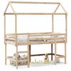 vidaXL Cama alta c/ escada e telhado 90x190 cm pinho maci&ccedil;o
