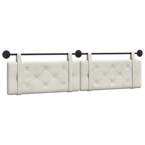 vidaXL Cabeceira Suspensa Creme 210 x 55 x 5 cm Veludo
