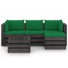 vidaXL 5 pcs conj. lounge jardim + almofad&otilde;es madeira impreg. cinzento