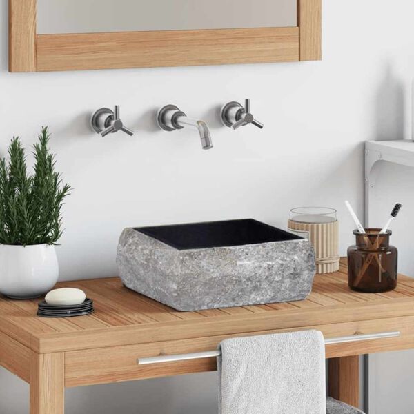 vidaXL Lavatório 30x30x13 cm mármore preto