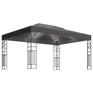 vidaXL Gazebo com toldo duplo e cord&otilde;es de luzes LED 3x4 m antracite