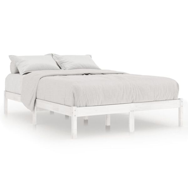 vidaXL Estrutura de cama king 150x200 cm madeira maci&ccedil;a branco