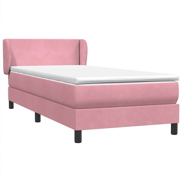 vidaXL Cama com molas/colch&atilde;o 80x220 cm veludo rosa