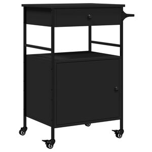 vidaXL Carrinho de cozinha 56x43x89,5 cm derivados de madeira preto