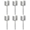 vidaXL &Acirc;ncoras de veda&ccedil;&atilde;o 6 pcs 8x6x30 cm a&ccedil;o galvanizado prateado