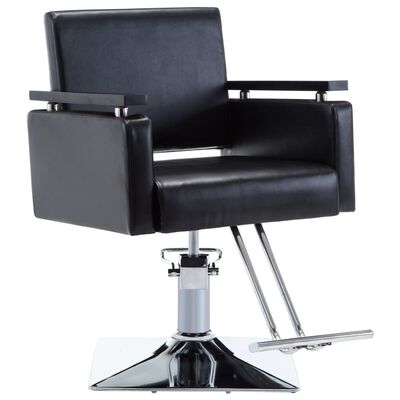 vidaXL Cadeira de barbeiro couro artificial preto